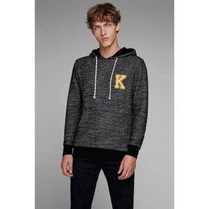 Jack and Jones Men's Jortime Charcoal Gray Marled Sweatshirt Hoodie